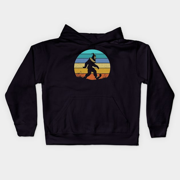 Scary Bigfoot Sasquatch Clown Cryptozoology Lover Vintage Sunset Kids Hoodie by Cuteness Klub